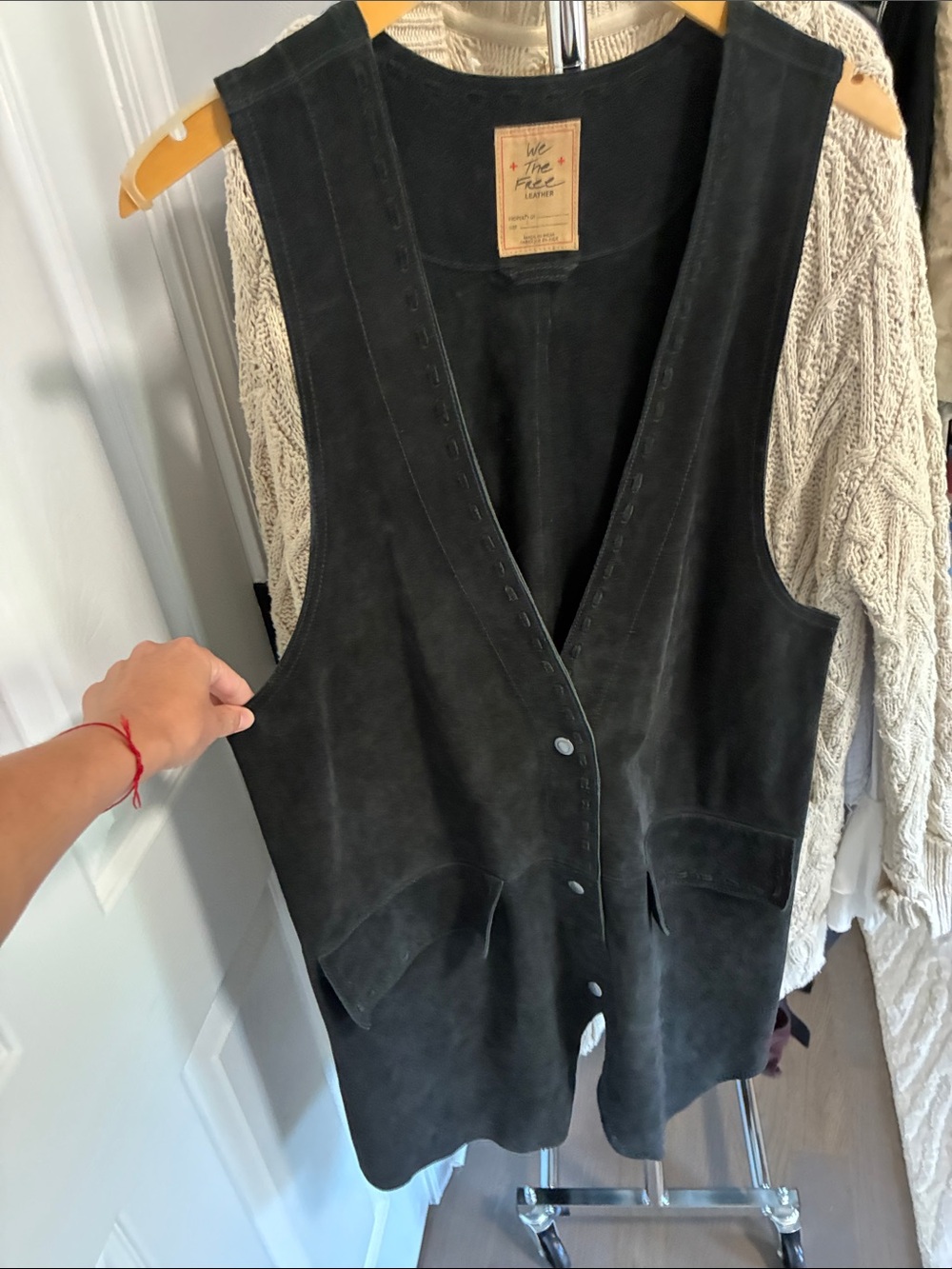We The Free Black Suede Sleeveless Vest